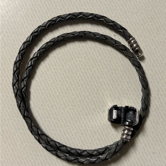 Charcoal Pandora Double Wrap Leather Bracelet - Picture 2 of 7
